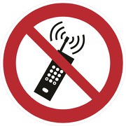 Aufkleber oder Schild Eingeschaltete Mobiltelefone Handys verboten P013