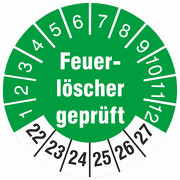 Feuerlöscher geprüft Prüfetiketten Prüfplaketten 2022 - 2027