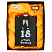 Flachmann Set Happy Birthday mit Druck in Box Geburtstag 18 30 40 50 60