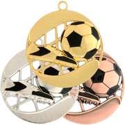 Fußballmedaillen in Gold,Silber,Bronze mit Motiv "Spieler" 50 mm Durchmesser 