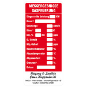 Gasfeuerung - Wartungsaufkleber / Kesselaufkleber