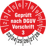 Geprüft nach DGUV Vorschrift 3 Prüfetikett Prüfplaketten 18 oder 30 mm 2023-28