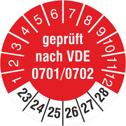 geprüft nach VDE 0701/0702 Prüfetikett Prüfplaketten 18 30 mm 2023-28