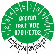 Prüfetiketten geprüft nach VDE 0701/0702 Prüfplaketten 2022-27