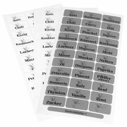 Gewürzetiketten Vorratsetiketten weiß transparent silber 32x17mm 3 Sorten je 33 Stück
