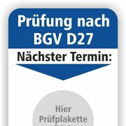 Grundplakette für Prüfung BGV D27 nächste Wartung mit und ohne Firmeneindruck 50 x 70 mm