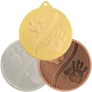Medaille Hunde Hundepfoten gold silber bronze 50 mm Stahl 