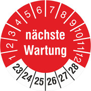 Nächste Wartung Prüfetikett Prüfplaketten 18 oder 30 mm 2023-28