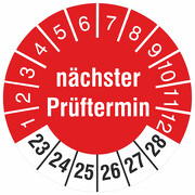 nächster Prüftermin Prüfetiketten Prüfplaketten rund 2023-28