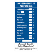 Ölfeuerung - Wartungsaufkleber / Kesselaufkleber