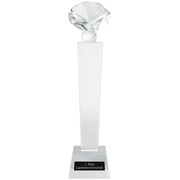 Pokal DUBAI Glas Kristall Trophäe schwer 28cm im Etui mit Gravur