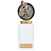 Pokal Trophäe BMX Rad Downhill Rennen Glassockel Glaspokal mit Gravur
