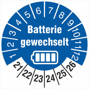 Prüfetiketten Batterie gewechselt Batteriewechsel durchgeführt 2021-2026