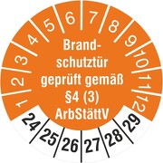 Prüfetiketten Brandschutztür geprüft §4 (3) ArbStättV 2020-2025