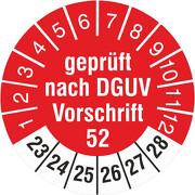 Prüfetiketten geprüft DGUV Information Vorschrift 52 Krane 2023-28