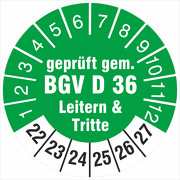 Prüfetiketten geprüft gem. BGV D 36 Leitern & Tritte 2022-2027
