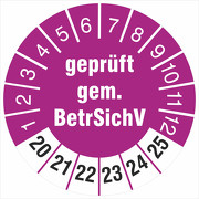 Prüfetiketten geprüft gemäß BetrSichV 2020-2025 Prüfplakette 18 30 mm