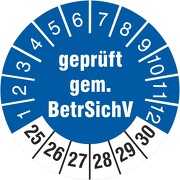 Prüfetiketten geprüft gemäß BetrSichV 2021-2026 Prüfplakette 18 30 mm