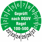 Prüfetiketten geprüft nach DGUV Regel 100-500 Prüfplaketten 2022-27