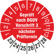 Prüfetiketten geprüft nach DGUV Vorschrift 3 nächster Prüftermin 2023