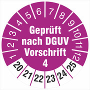 Prüfetiketten geprüft nach DGUV Vorschrift 4 Prüfplaketten 2020-2025