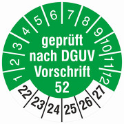 Prüfetiketten geprüft nach DGUV Vorschrift 52 Prüfplaketten 2022-27