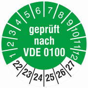 Prüfetiketten geprüft nach VDE 0100 Prüfplaketten 2022-27