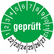 Prüfetiketten GEPRÜFT Prüfplaketten 18 oder 30 mm 2022-27
