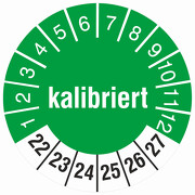 Prüfetiketten mit Aufdruck KALIBRIERT Prüfplaketten 30 mm rund 2022-27