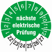 Prüfetiketten nächste elektrische Prüfung Prüfplaketten 2022-27
