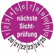 Prüfetiketten nächste Sichtprüfung 2020-2025 Prüfplakette 18 30 mm