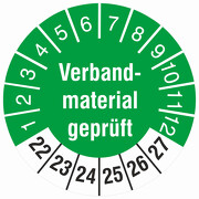 Prüfetiketten Verbandsmaterial geprüft Prüfplaketten 2022-27