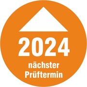 Prüfplakette 2024 mit Pfeil nächster Prüftermin Prüfetiketten 18 30 mm