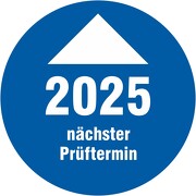 Prüfplakette 2025 mit Pfeil nächster Prüftermin Prüfetiketten 18 30 mm