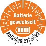 Prüfetiketten Batterie gewechselt Batteriewechsel durchgeführt 2020-2025