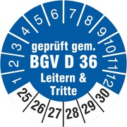 Prüfplakette geprüft gem. BGV D 36 Leitern & Tritte 2021-2026