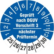 Prüfplakette geprüft nach DGUV Vorschrift 3 nächster Prüftermin 2021