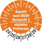 Prüfplakette geprüft nach DGUV Vorschrift 3 nächster Prüftermin 2020-2025	