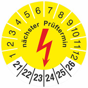Prüfetiketten nächster Prüftermin Elektro Prüfung Elektrotechnik 2021-2026