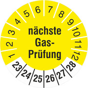 Prüfplakette nächste Gasprüfung 18 oder 30mm Prüfetiketten 2023-28