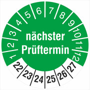 Prüfetiketten nächster Prüftermin 2022-2027 Prüfplakette 18 oder 30 mm