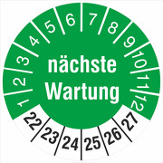 Prüfplaketten nächste Wartung Prüfetiketten 18 oder 30 mm 2022-2027