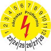 Prüfplakette nächster Prüftermin Elektro 18 30mm Prüfetiketten 2023-28