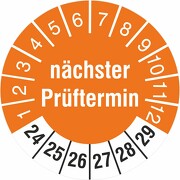 Prüfplakette nächster Prüftermin Prüfetiketten 18 30 mm 2024-2029