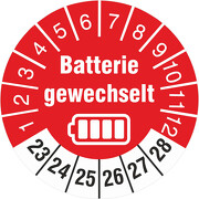 Prüfplaketten Batterie gewechselt 18 oder 30 mm Prüfetiketten 2023-2028