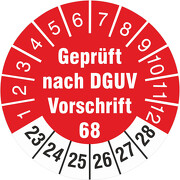 Prüfplaketten geprüft nach DGUV Vorschrift 68 Prüfetiketten 2023-28
