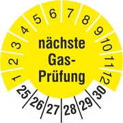 Prüfplaketten nächste Gasprüfung 18 und 30 mm Prüfetiketten 2021-26