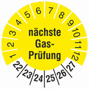 Prüfetiketten nächste Gasprüfung 18 und 30 mm Prüfplaketten 2022-27