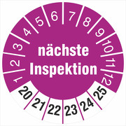 Prüfplaketten nächste Inspektion 18 oder 30 mm Prüfetiketten 2020-25