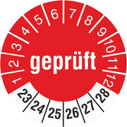 Prüfplaketten Prüfetiketten geprüft 2023-2028 18 30 mm